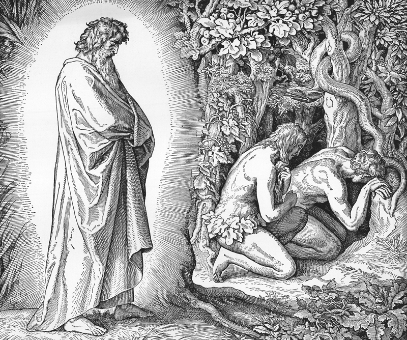 Bilder der Bibel - Adam und Eva verbergen sich vor Gottes Angesicht