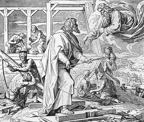 Bilder der Bibel - Verkündigung der Sündflut und Archenbau