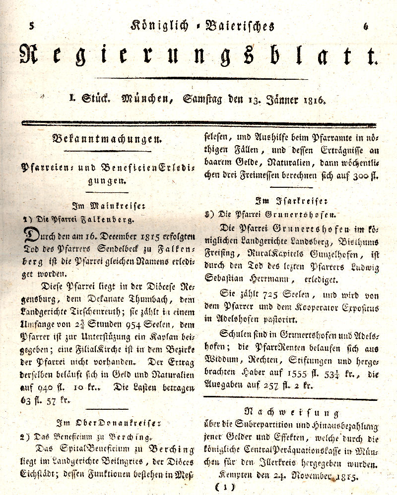 Ludwigskanal - Geschichte - Regierungsblatt