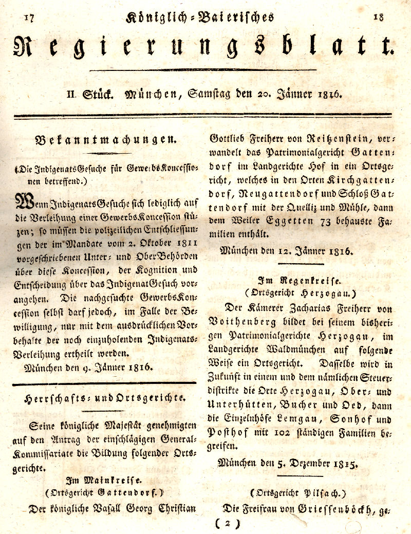 Ludwigskanal - Geschichte - Regierungsblatt