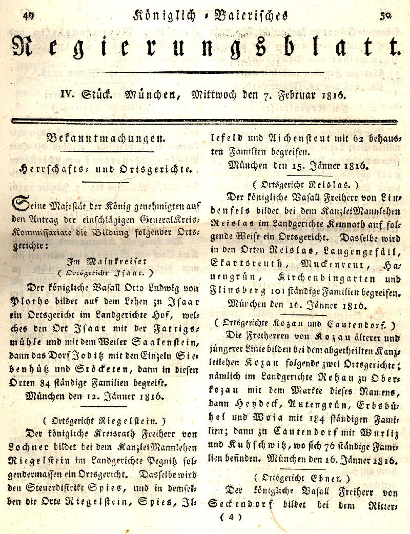 Ludwigskanal - Geschichte - Regierungsblatt