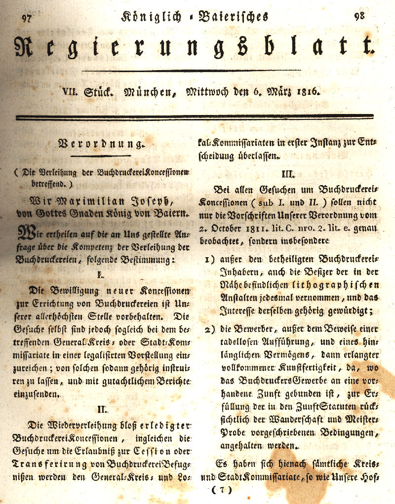 Ludwigskanal - Geschichte - Regierungsblatt