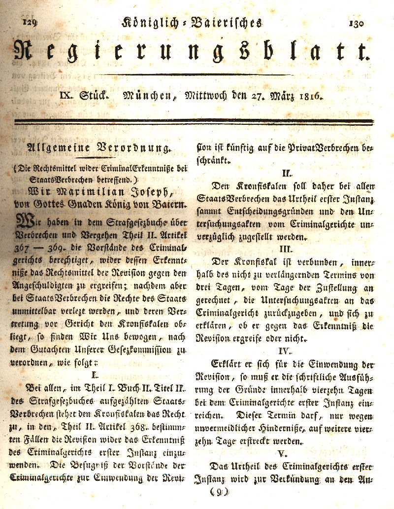 Ludwigskanal - Geschichte - Regierungsblatt