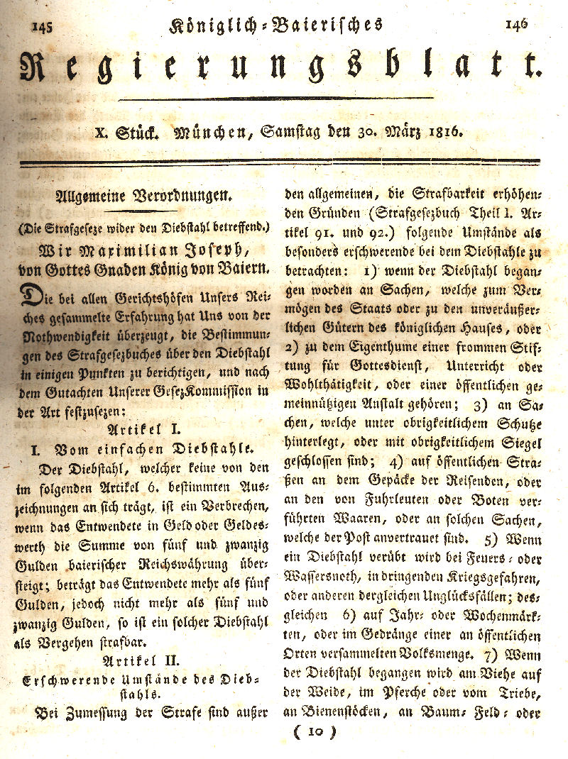 Ludwigskanal - Geschichte - Regierungsblatt