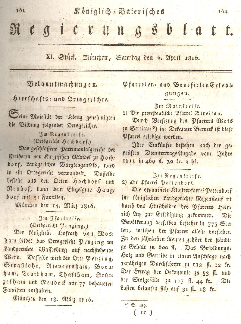 Ludwigskanal - Geschichte - Regierungsblatt