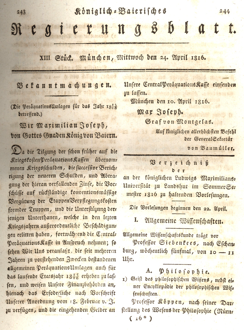 Ludwigskanal - Geschichte - Regierungsblatt