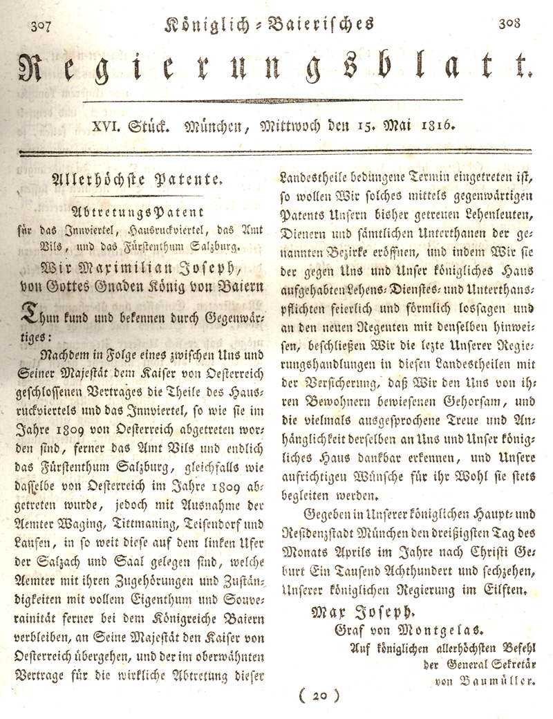 Ludwigskanal - Geschichte - Regierungsblatt