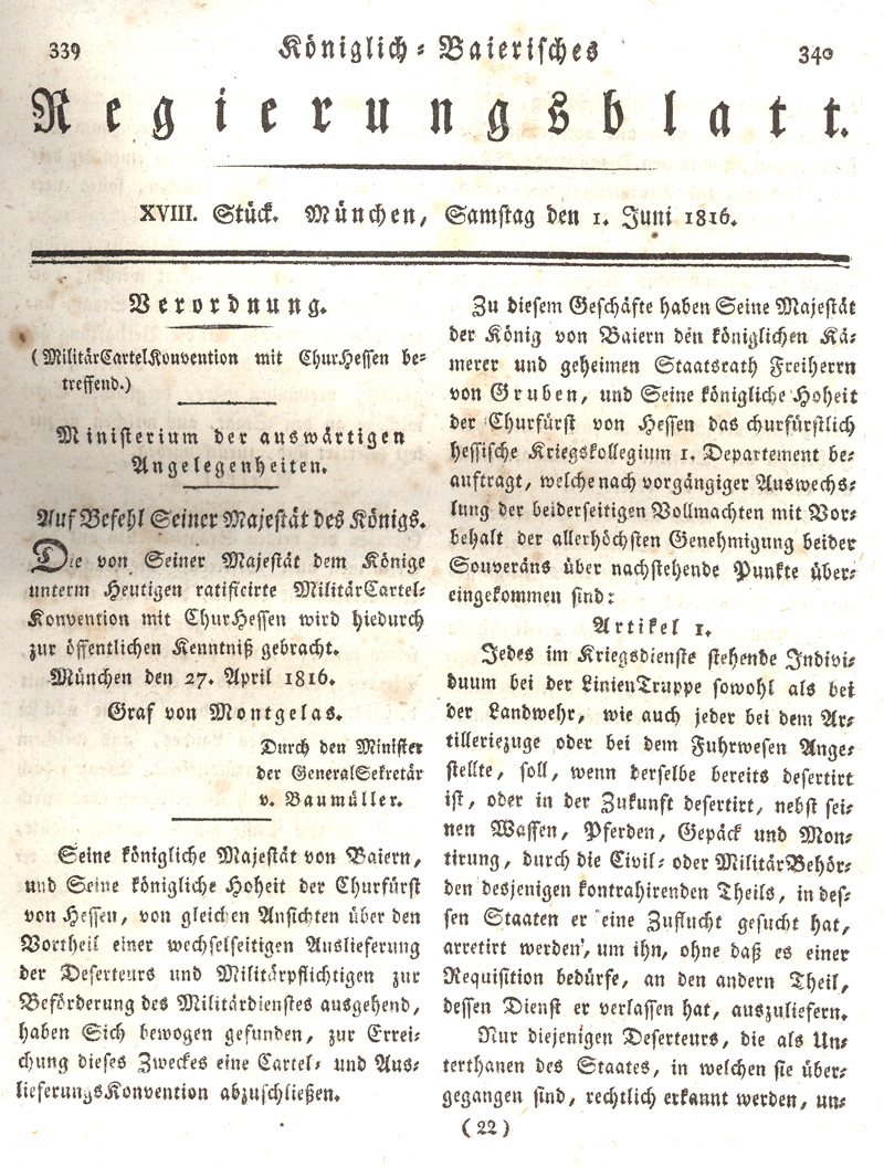 Ludwigskanal - Geschichte - Regierungsblatt