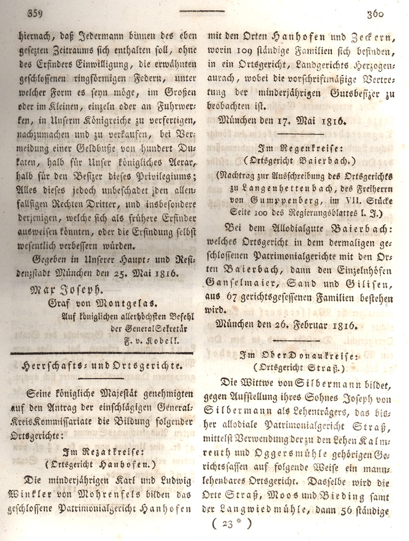 Ludwigskanal - Geschichte - Regierungsblatt