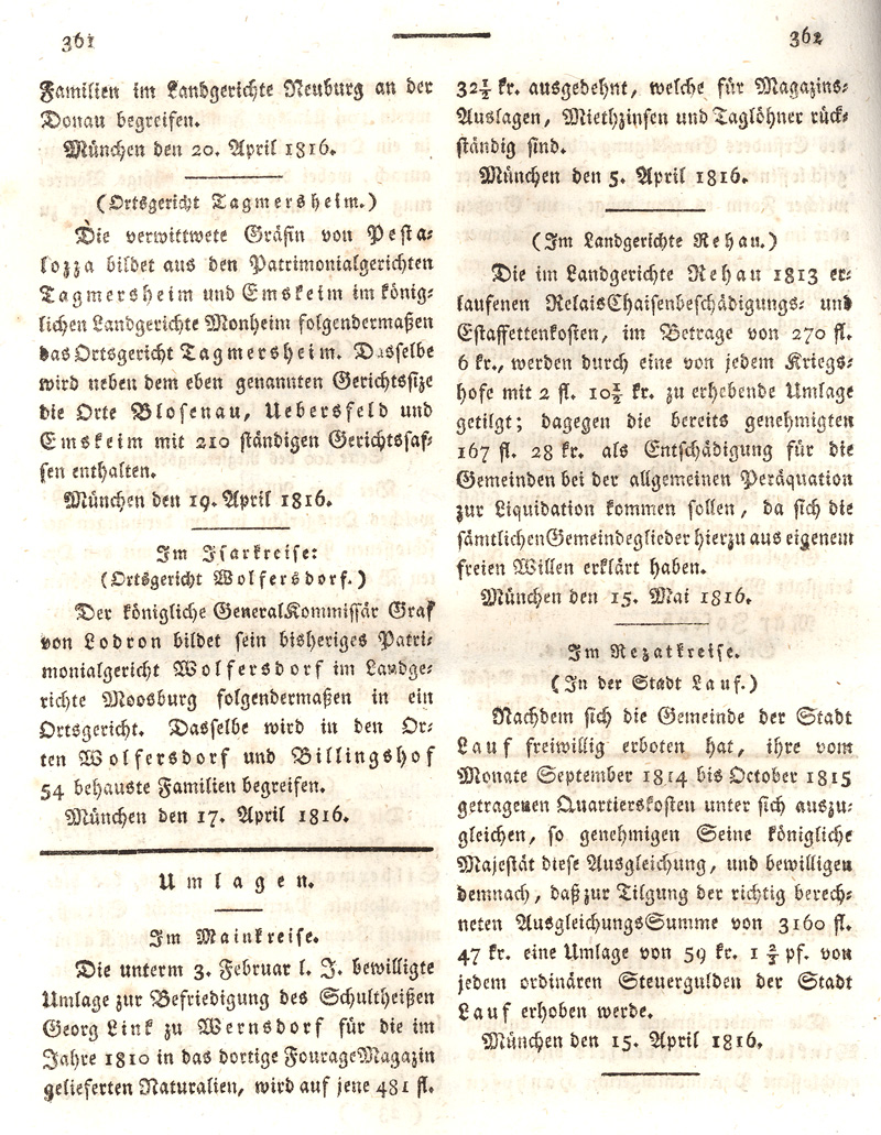 Ludwigskanal - Geschichte - Regierungsblatt