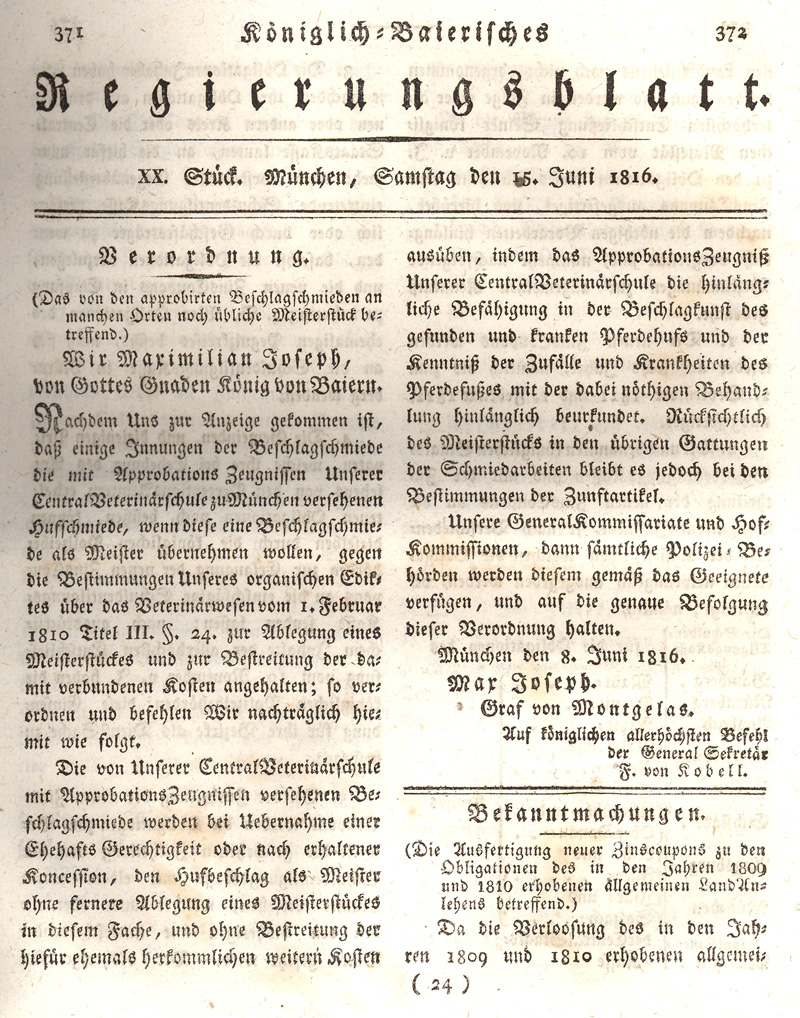 Ludwigskanal - Geschichte - Regierungsblatt