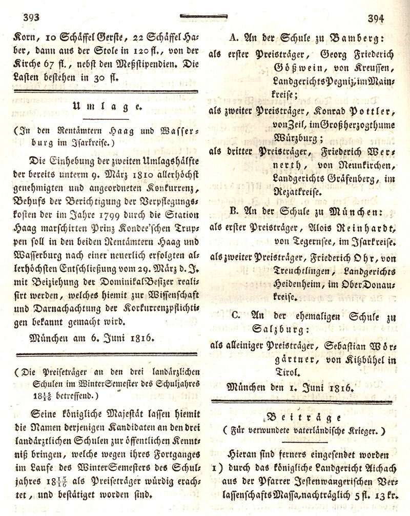 Ludwigskanal - Geschichte - Regierungsblatt