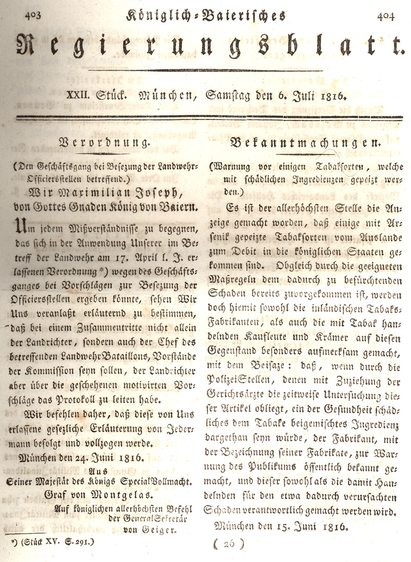 Ludwigskanal - Geschichte - Regierungsblatt