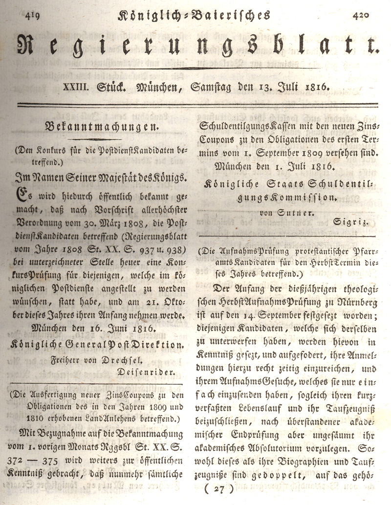 Ludwigskanal - Geschichte - Regierungsblatt