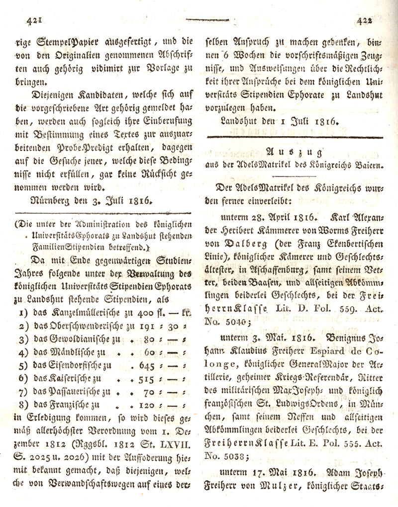 Ludwigskanal - Geschichte - Regierungsblatt