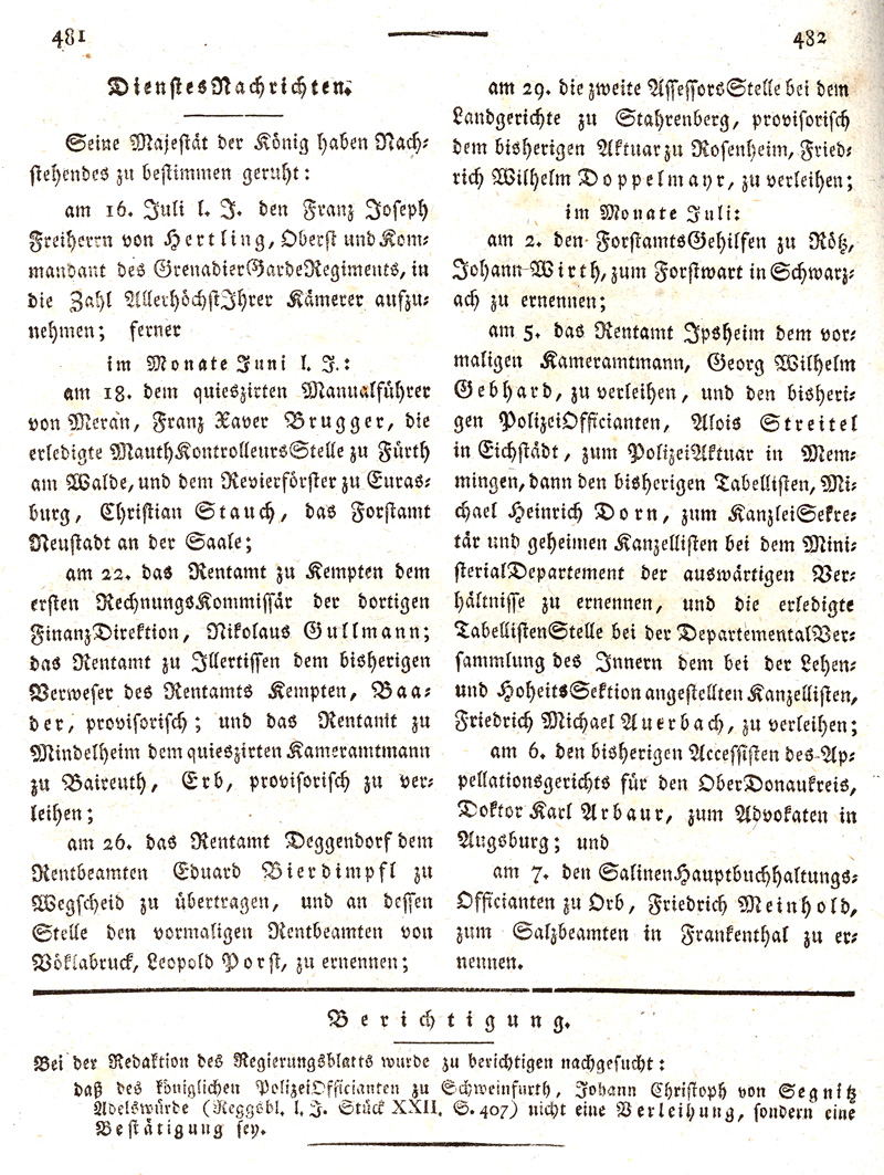 Ludwigskanal - Geschichte - Regierungsblatt