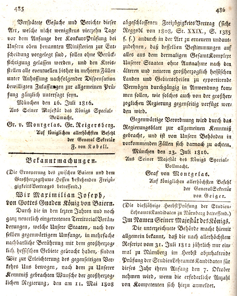 Ludwigskanal - Geschichte - Regierungsblatt