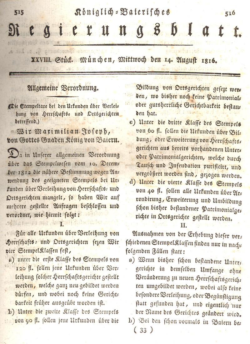 Ludwigskanal - Geschichte - Regierungsblatt