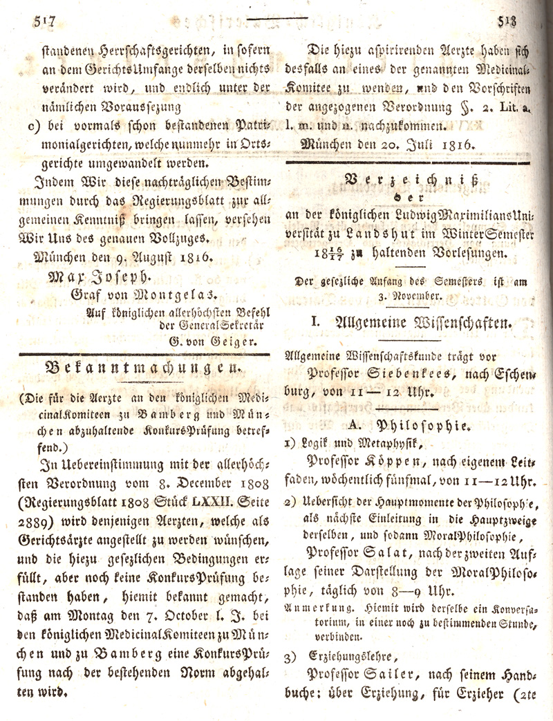 Ludwigskanal - Geschichte - Regierungsblatt