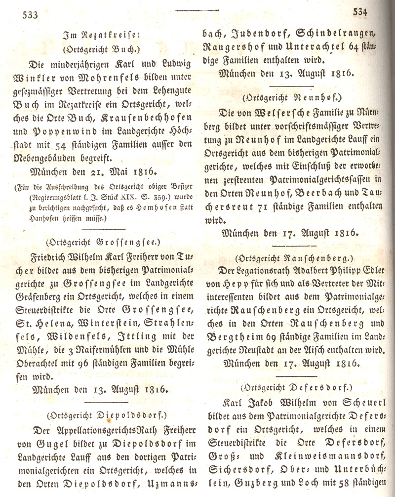 Ludwigskanal - Geschichte - Regierungsblatt