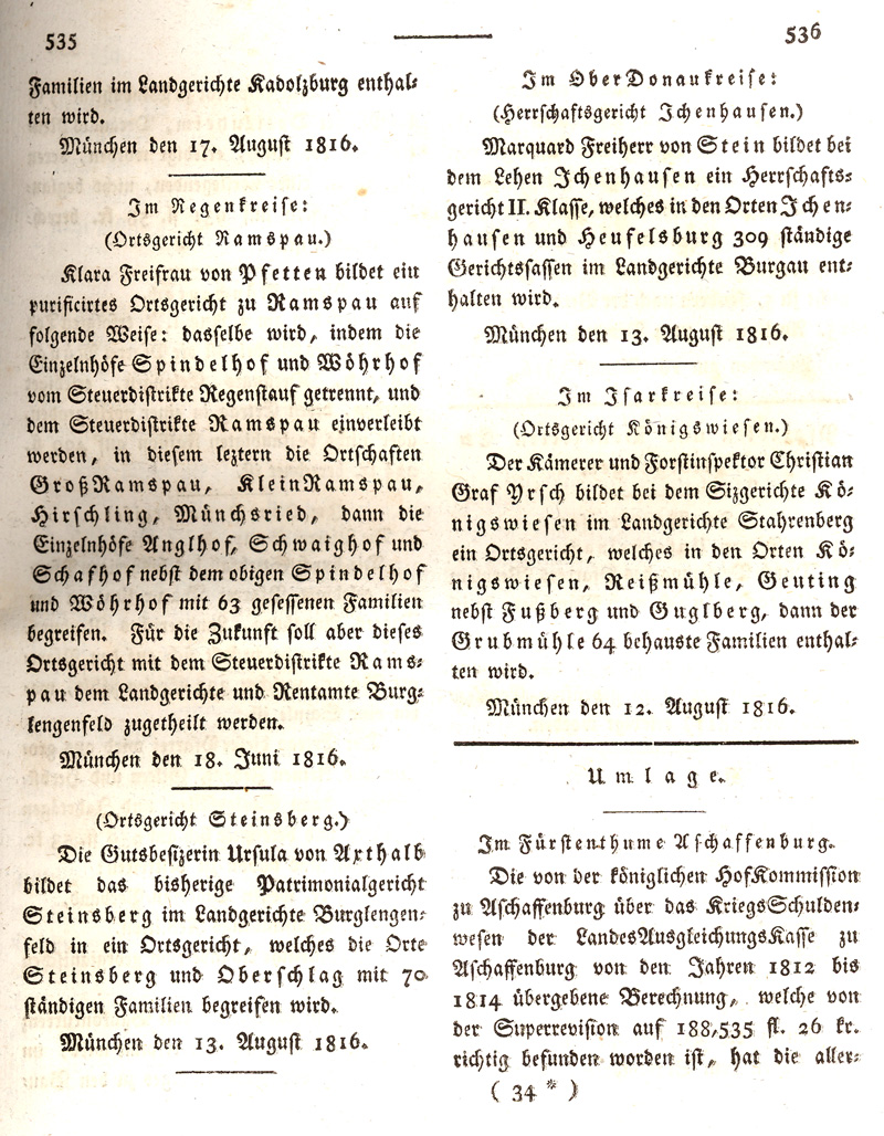 Ludwigskanal - Geschichte - Regierungsblatt