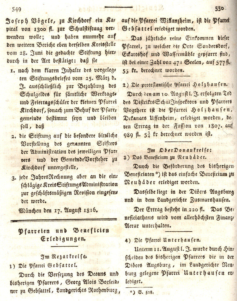 Ludwigskanal - Geschichte - Regierungsblatt
