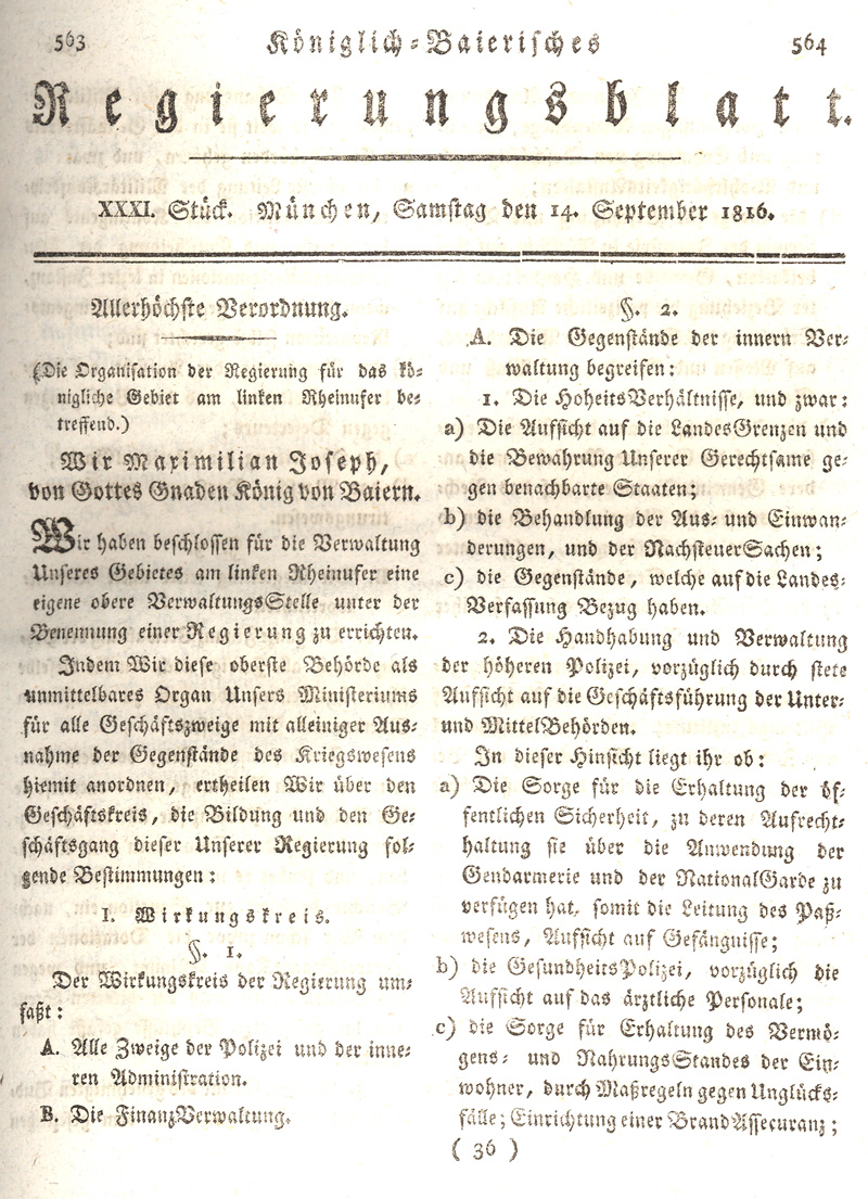 Ludwigskanal - Geschichte - Regierungsblatt