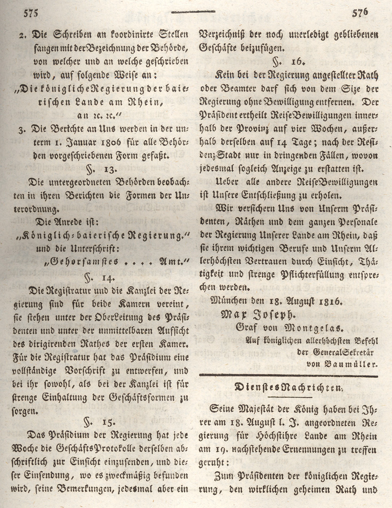 Ludwigskanal - Geschichte - Regierungsblatt