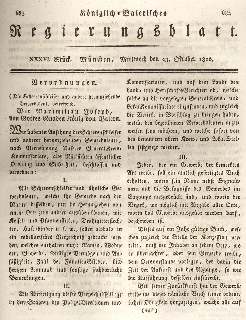 Ludwigskanal - Geschichte - Regierungsblatt