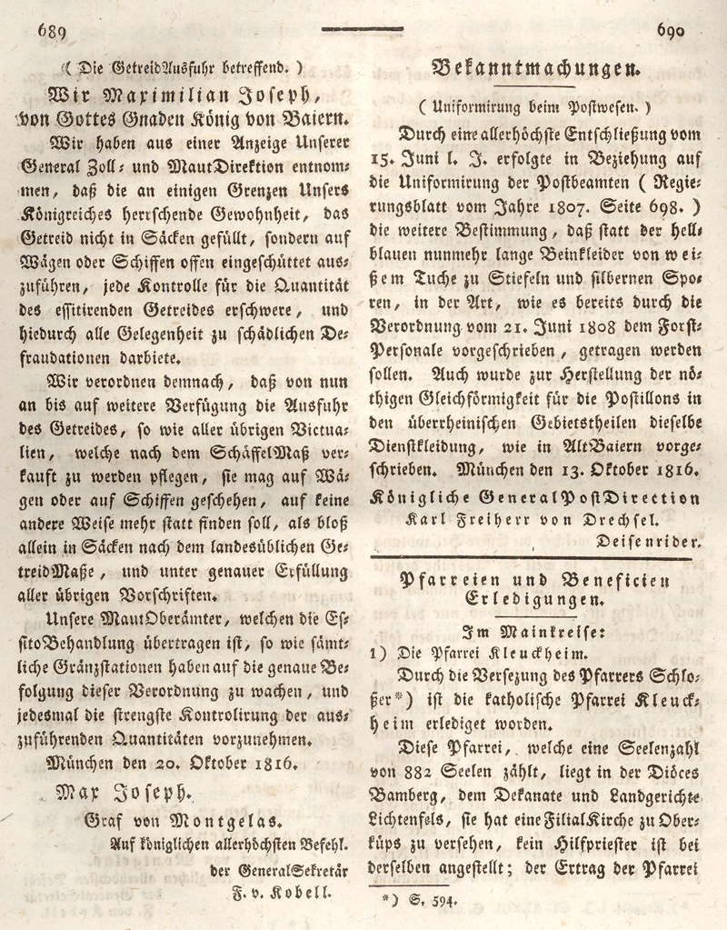 Ludwigskanal - Geschichte - Regierungsblatt