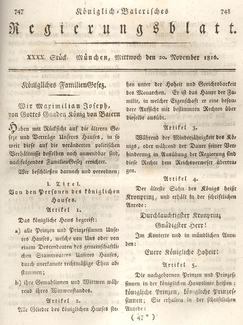 Ludwigskanal - Geschichte - Regierungsblatt