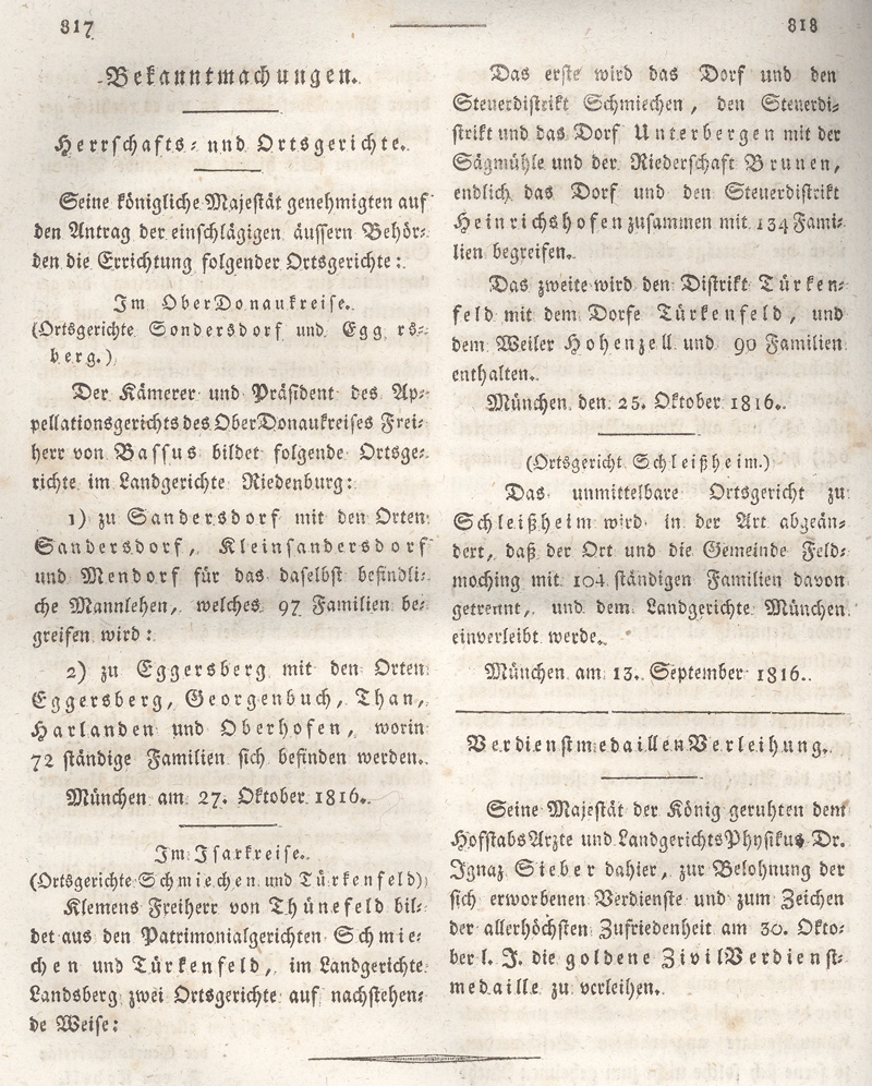 Ludwigskanal - Geschichte - Regierungsblatt