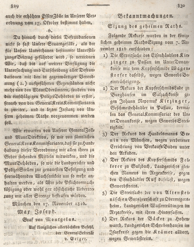 Ludwigskanal - Geschichte - Regierungsblatt