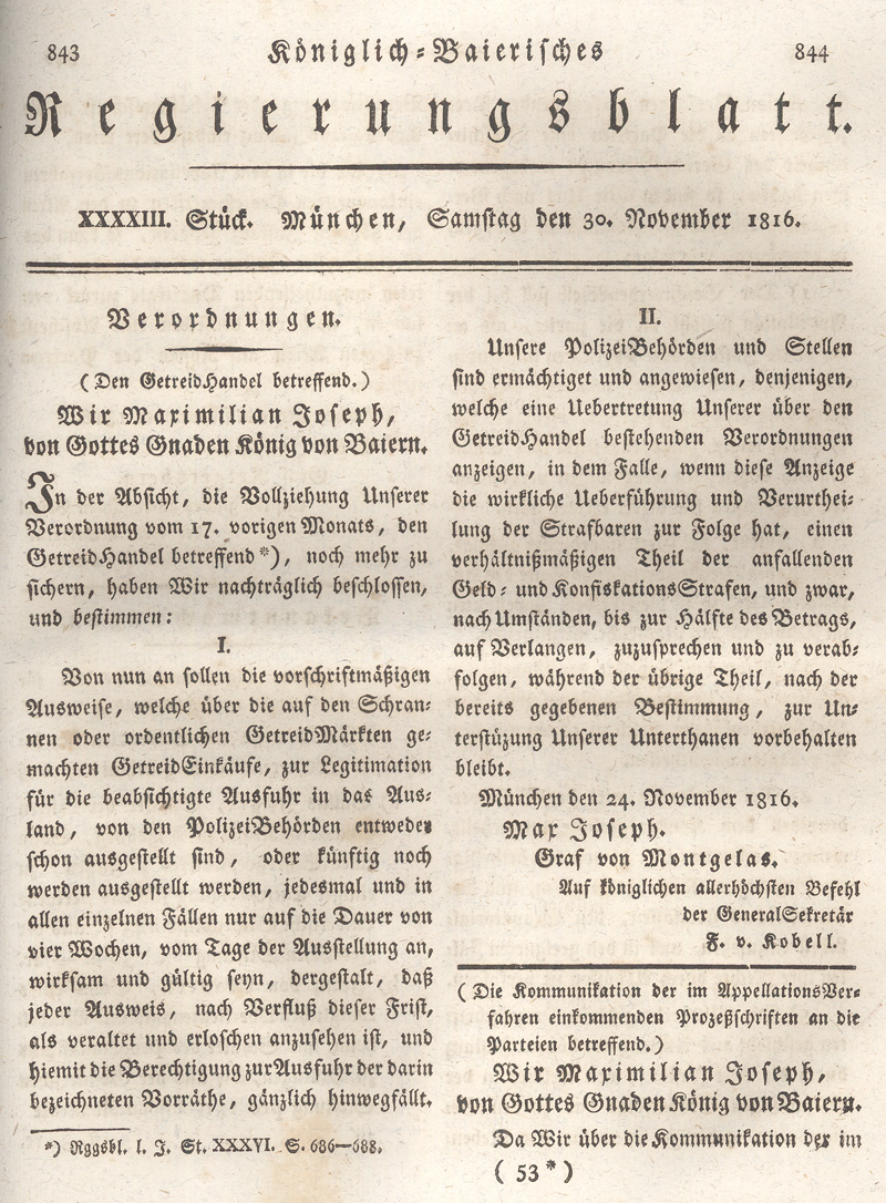 Ludwigskanal - Geschichte - Regierungsblatt