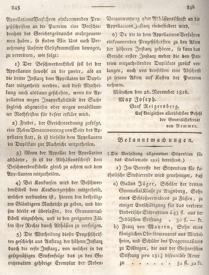 Ludwigskanal - Geschichte - Regierungsblatt