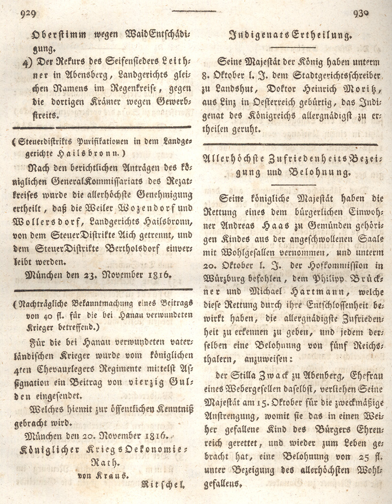 Ludwigskanal - Geschichte - Regierungsblatt