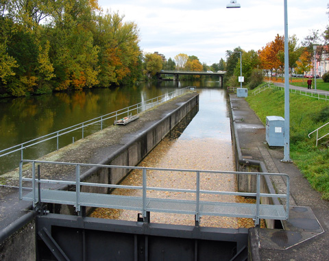 Bamberg - linker Regnitzarm - Schleuse 101 - Gaustadt