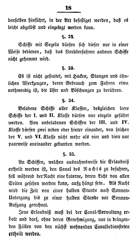 Ludwigskanal - Kanalordnung