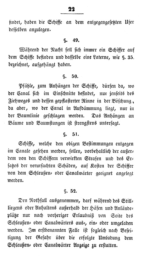 Ludwigskanal - Kanalordnung