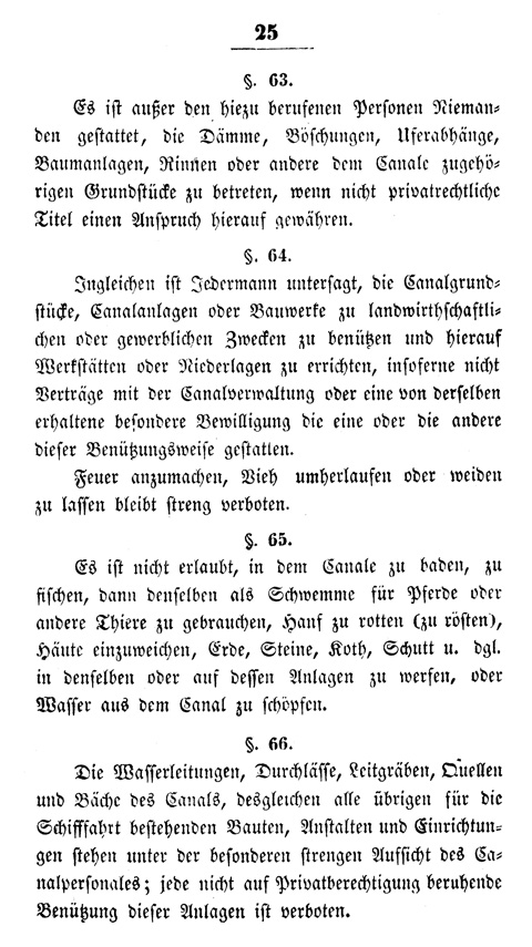 Ludwigskanal - Kanalordnung