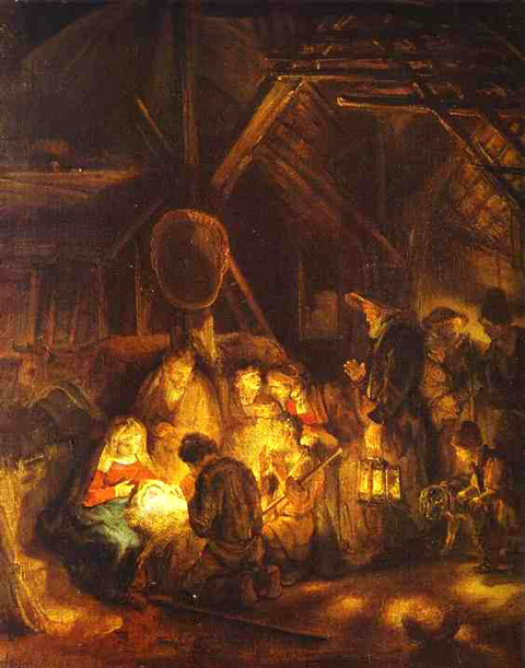 Anbetungskrippe - Rembrandt - Anbetung der Hirten