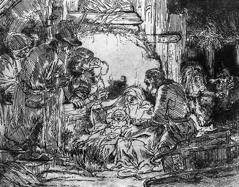 Anbetungskrippe - Rembrandt - Anbetung der Hirten